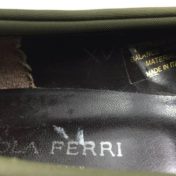 Paola Ferri Italy Shoes Womens EU37 US 6 Black Leather Green Trim Slip On - Picture 5 of 12